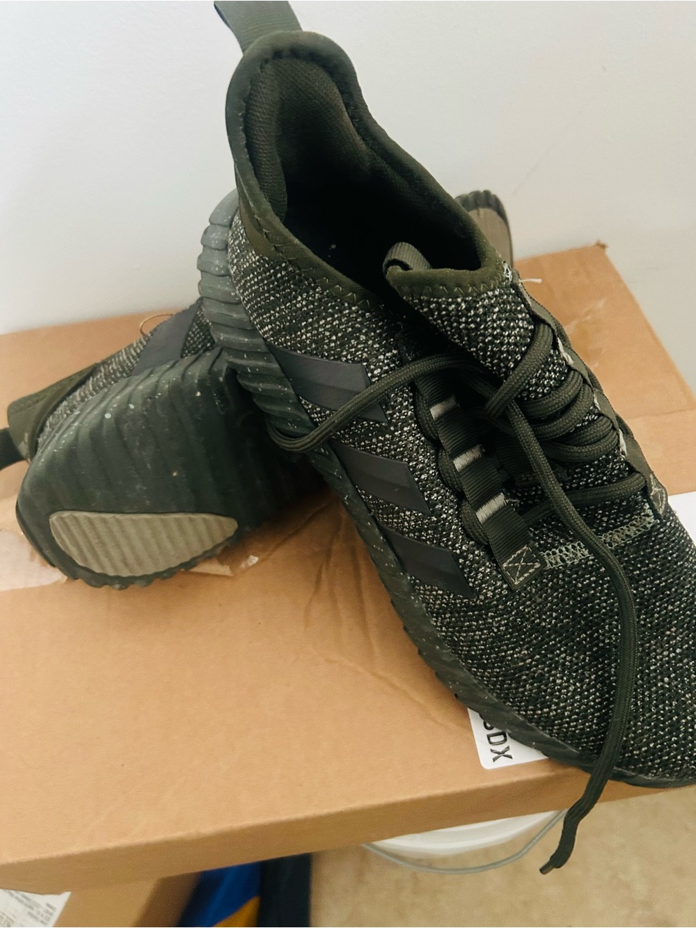 adidas Men's Olive Green Knit Lace-Up Sneakers